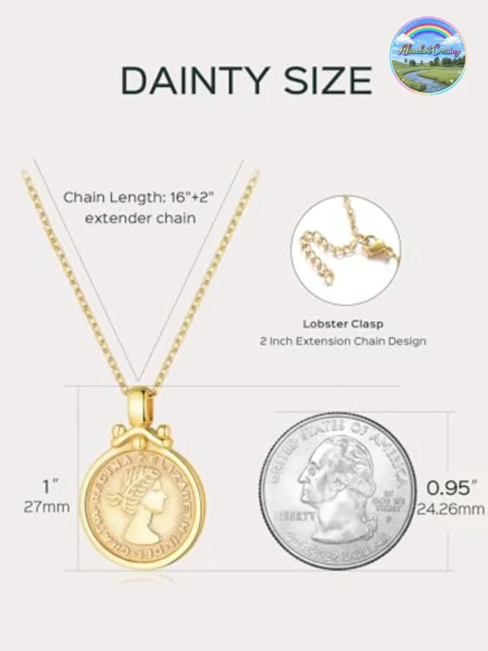 Gold Plated Sterling Silver Vintage Coin Pendant Necklace Dainty Circle Disc